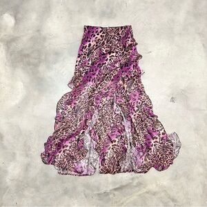 Leopard Print Ruffle Maxi Skirt